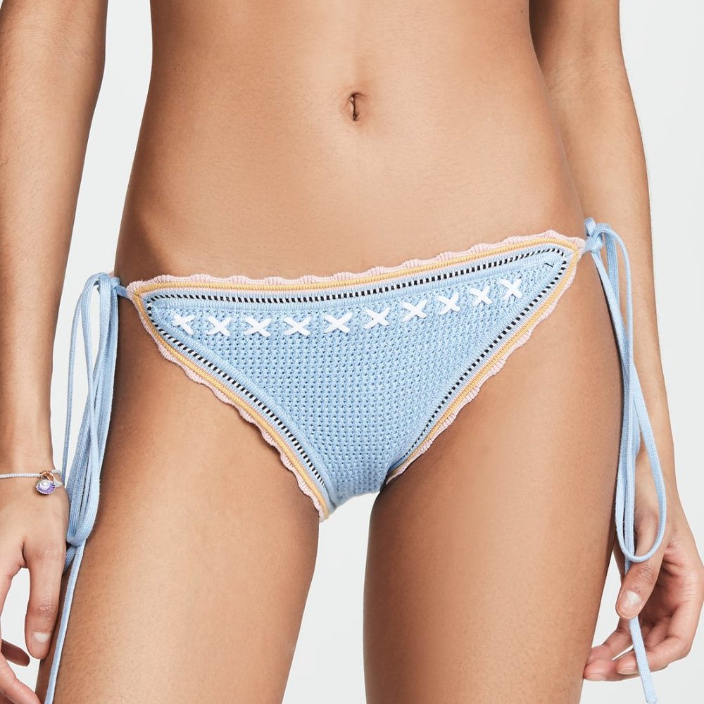 Shoshanna Lace Up Crochet Knit Bikini Bottoms